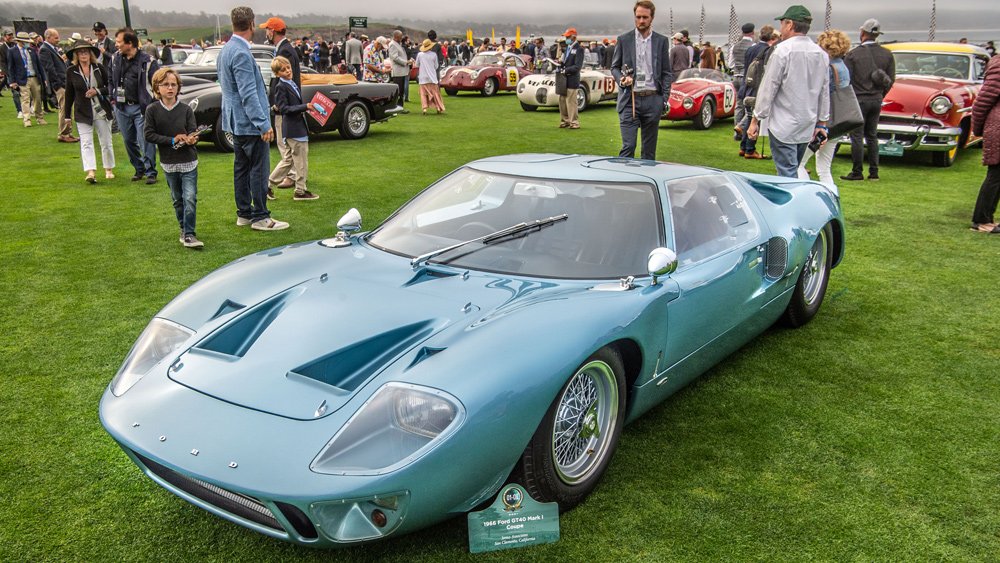 A 1966 Ford GT40 Mark I at the 70th Pebble Beach Concours d'Elegance.