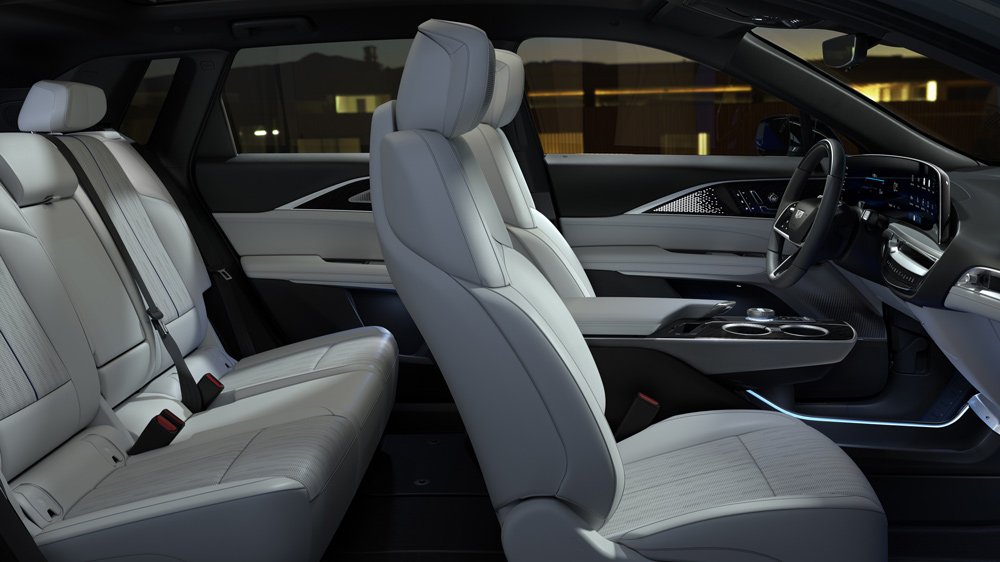 The interior of the all-electric 2023 Cadillac Lyriq crossover.