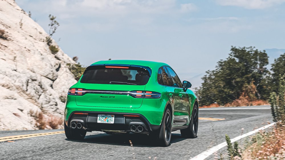The 2022 Porsche Macan GTS in Python Green.
