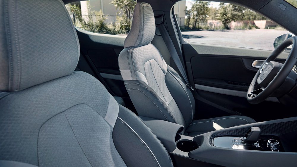 The interior of the 2022 Polestar 2 electric vehicle.