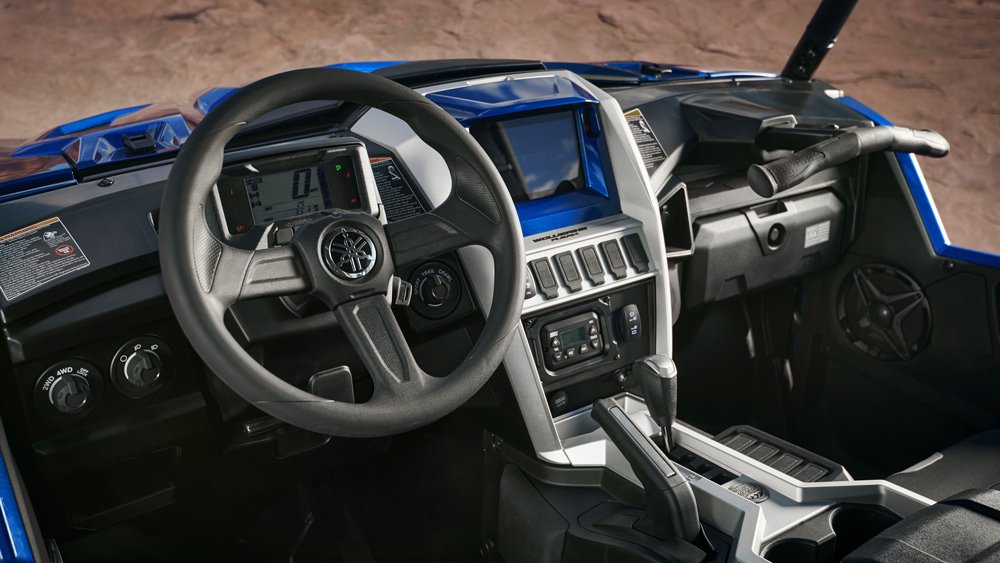 The cockpit of the 2021 Yamaha Wolverine RMAX 1000 Limited Edition.