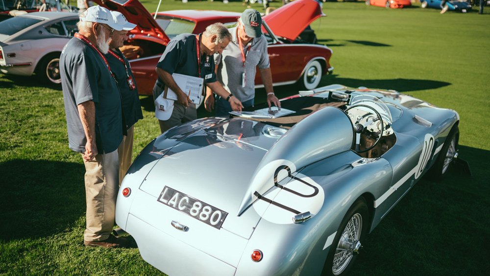 Judging one of the classic cars at the Las Vegas Concours d'Elegance.