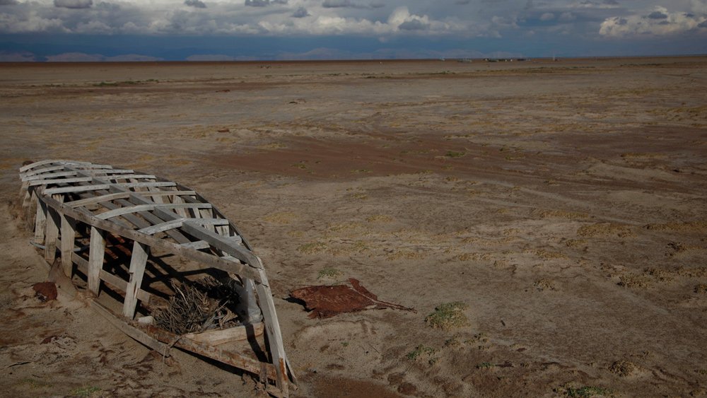 The evaporated Lake Poopo in Bolivia.