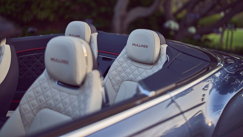 The interior of a 2021 Bentley Continental GTC Mulliner.