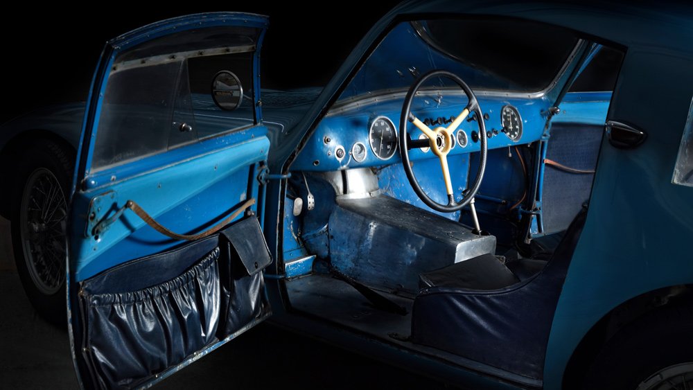 The interior of a 1950 Gordini Type 18S once raced by Juan Manuel Fangio at Le Mans.