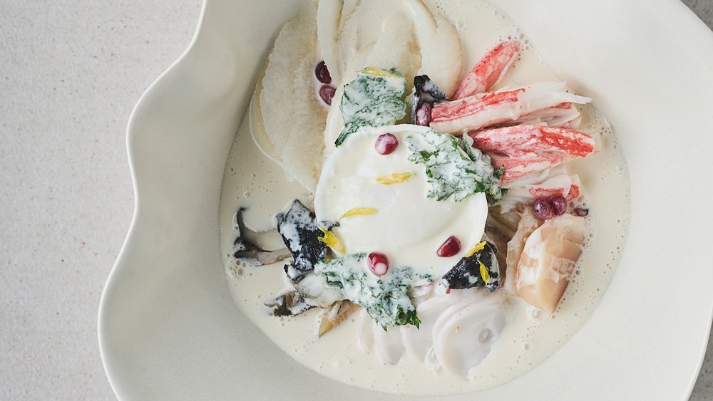 Suranche, a Korean seafood salad, served at the Genesis House in New York City.