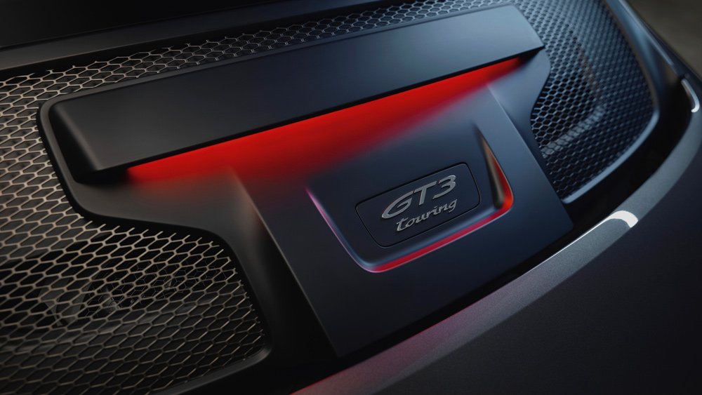 A detail of the 2022 Porsche 911 GT3 with Touring Package.