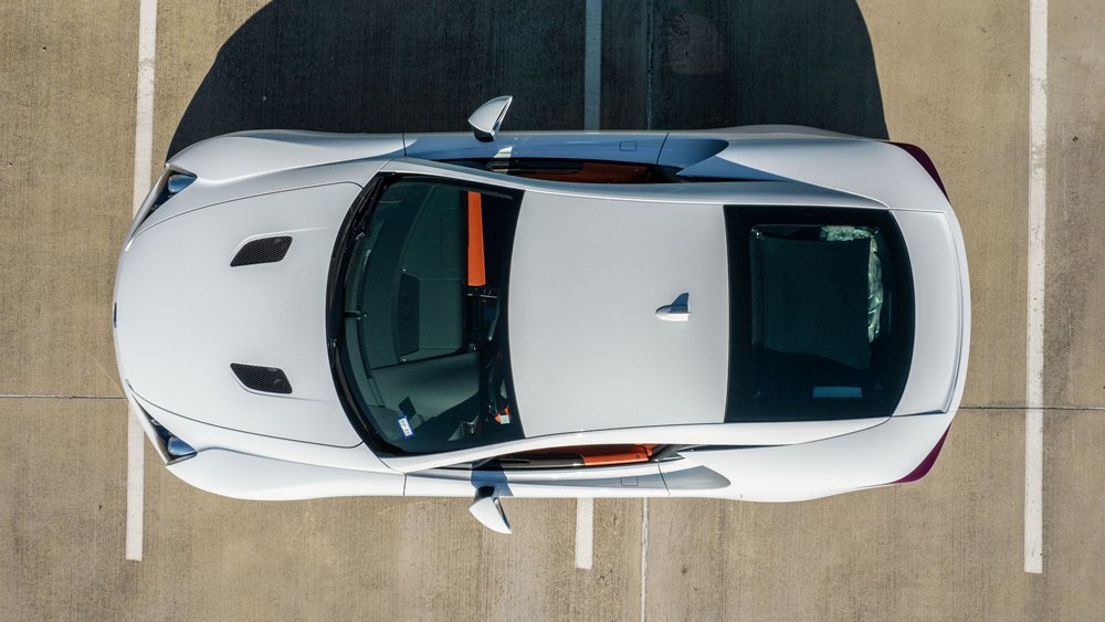 A bird's-eye view of a 2012 Lexus LFA supercar.