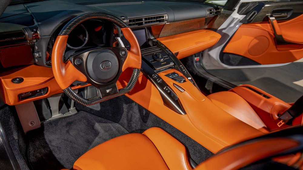 The interior of a 2012 Lexus LFA supercar.
