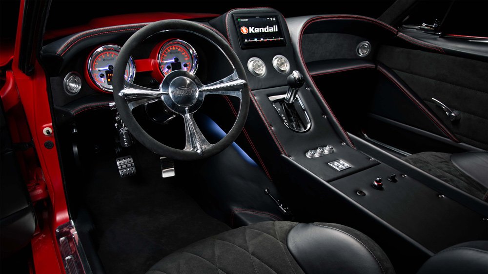 The interior of the Kendall Custom, a one-off restomod inspired by the 1967 Shelby GT500.