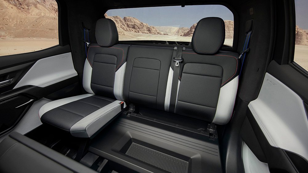 Rear seating in the Silverado EV