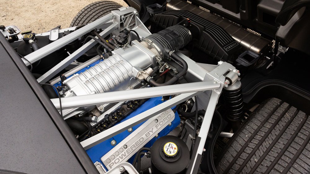 The 550 hp, 5.4-liter supercharged V-8 inside a 2005 Ford GT.