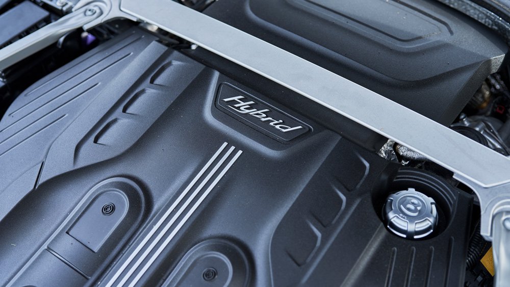 The engine inside the Bentley Flying Spur Hybrid.
