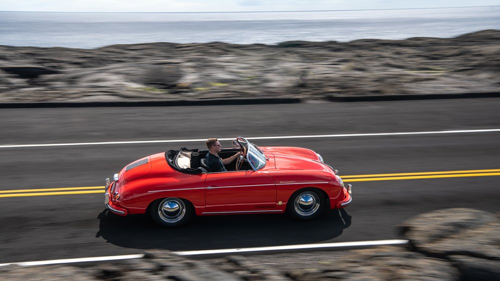 Driving a 1955 Porsche 356 A 1600 Speedster in Hawaii.