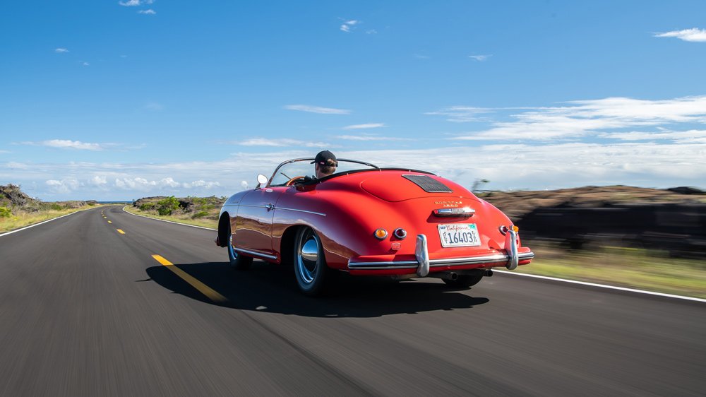 Driving a 1955 Porsche 356 A 1600 Speedster in Hawaii.