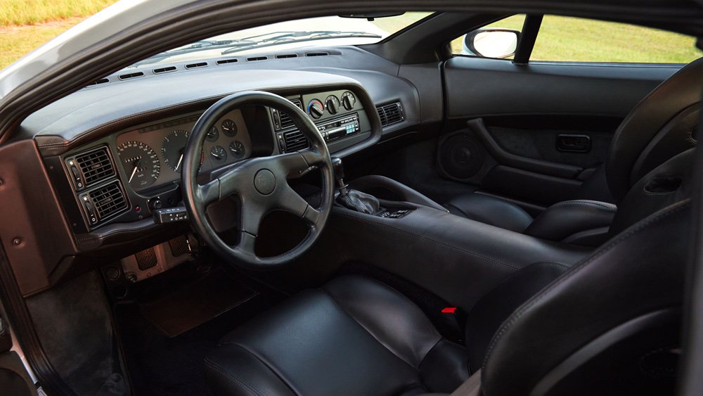 The interior of a 1993 Jaguar XJ220 supercar.