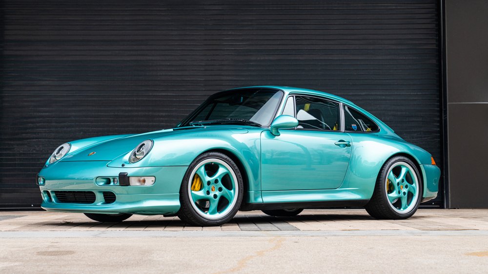 A 1997 Porsche 993 Carrera 2S in Ocean Jade Metallic.