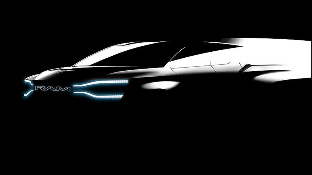 A teaser images of the battery-powered Ram 1500