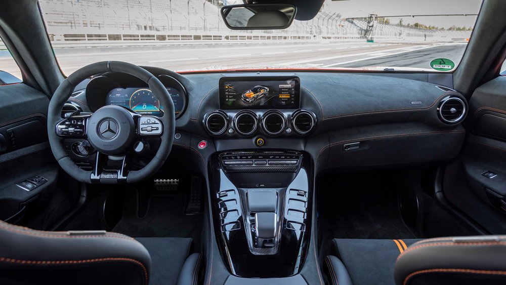 The interior of the Mercedes-AMG GT Black Series.
