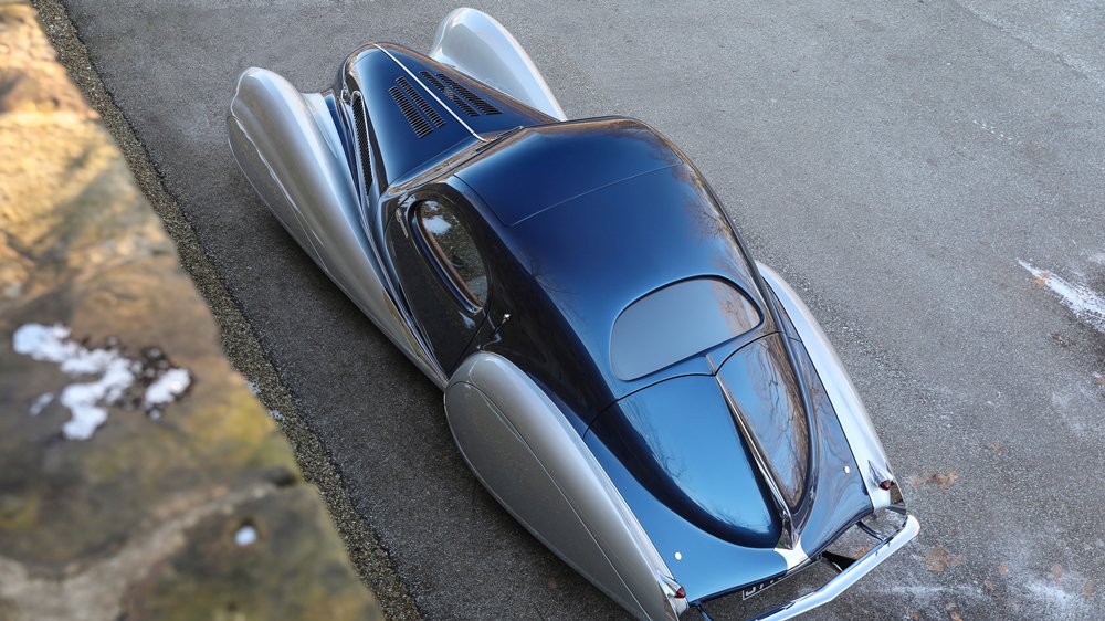 A 1937 Talbot-Lago T150-C-SS Teardrop Coupe, bodied by Figoni et Falaschi.