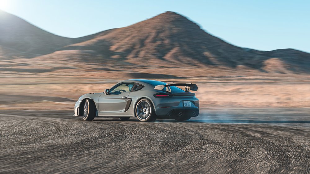 The 2022 Porsche 718 Cayman GT4 RS, with the Weissach Package, on the Streets of Willow Springs track at Willow Springs Raceway..