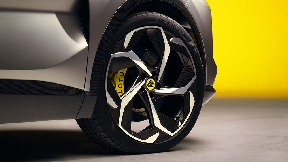One of the Lotus Eletre's 23-inch wheel