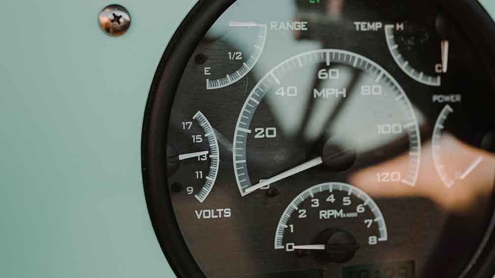 A closeup of the Gateway Bronco Luxe GT EV's dashboard