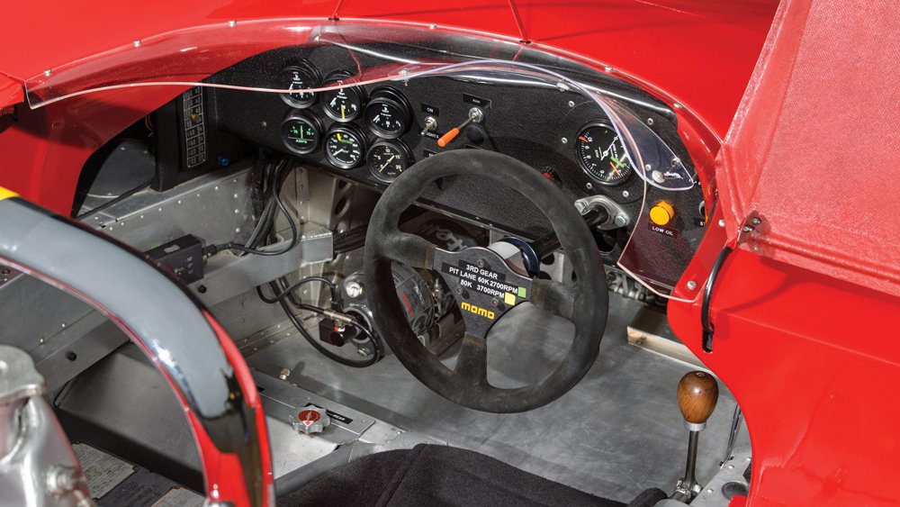 The cockpit of the 1969 Alfa Romeo Tipo 33/3 race car that was in the Steve McQueen movie