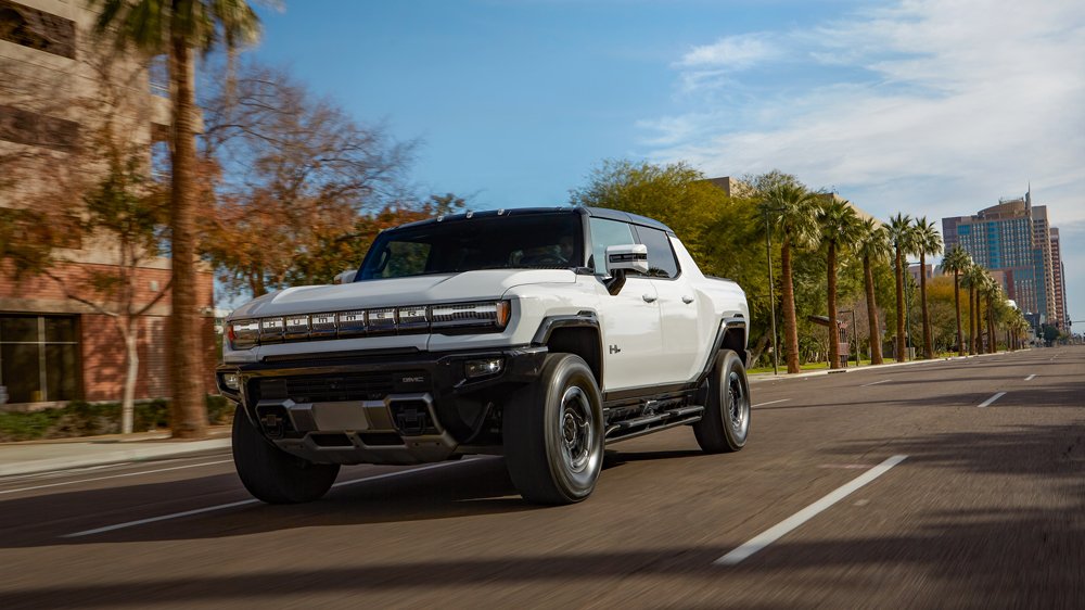 The 2022 Hummer EV Pickup being driven in Scottsdale, Ariz.