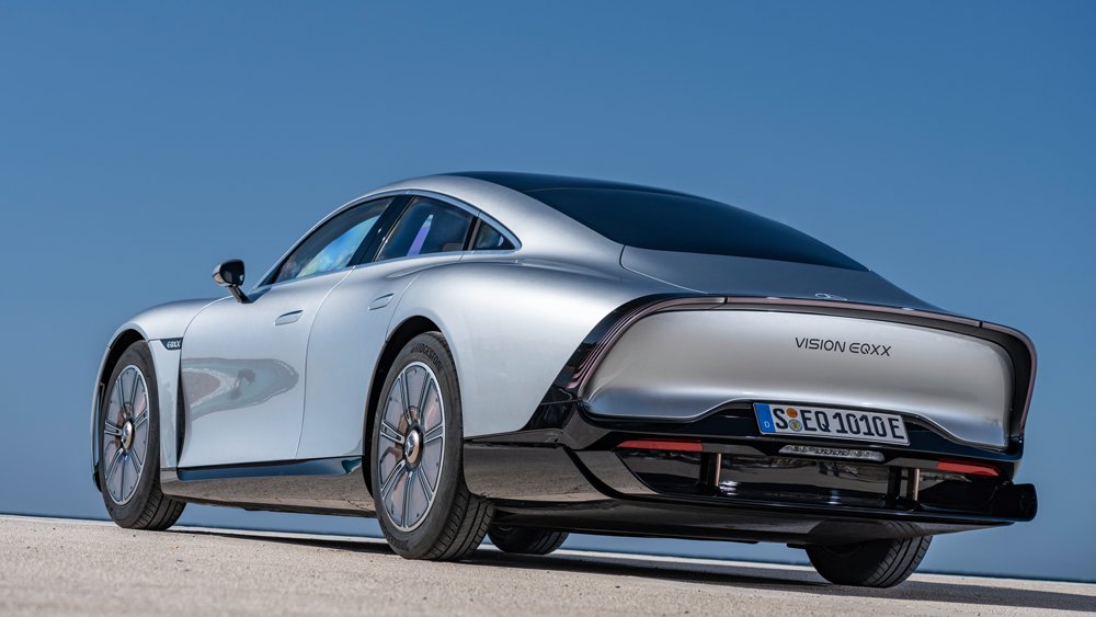 The Mercedes-Benz Vision EQXX concept car.