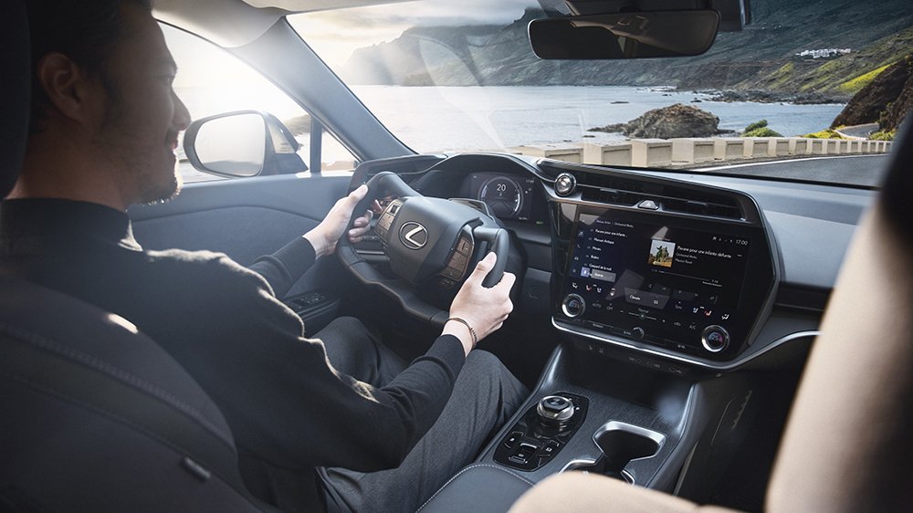 The 2023 Lexus RZ 450e's future yoke-style steering wheel