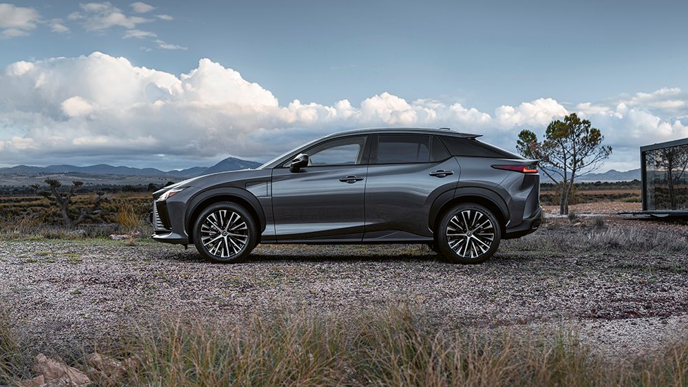 The 2023 Lexus RZ 450e from the side