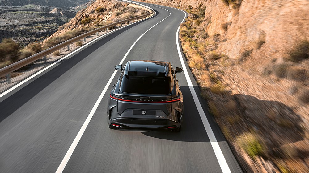 The 2023 Lexus RZ 450e from the back