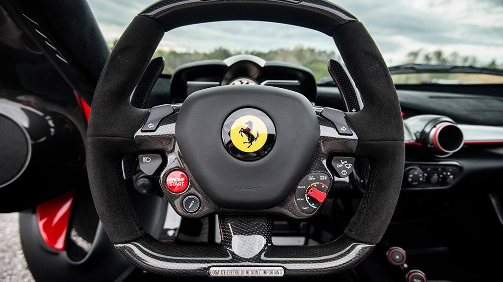 The 2017 Ferrari LaFerrari Aperta's steering wheel