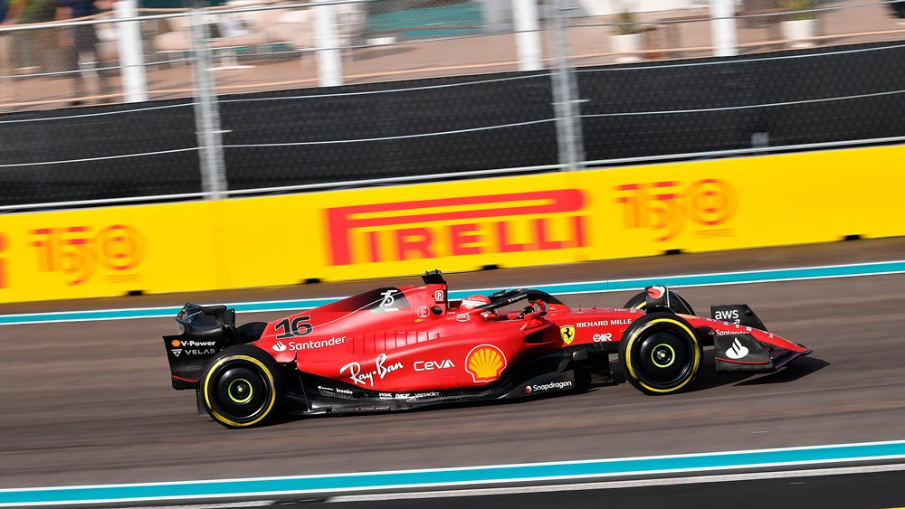 Ferrari's Charles Leclerc during a qualifying session for the 2022 Formula 1 Miami Grand Prix.