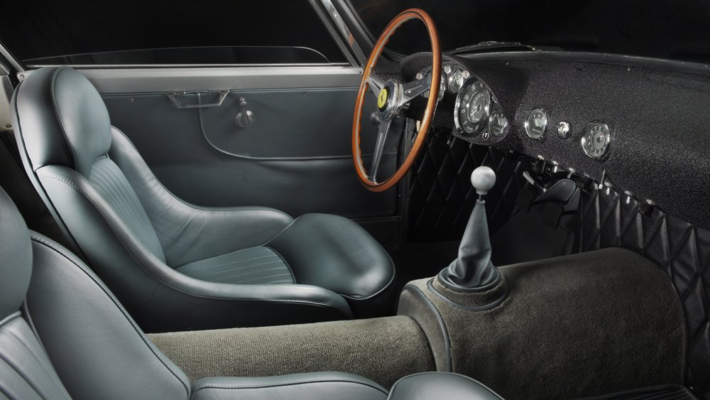 The interior of a 1957 Ferrari 250 GT LWB Berlinetta 