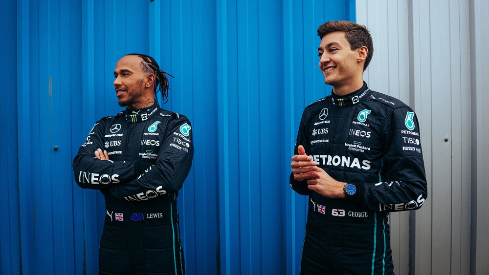 Formula 1 teammates Lewis Hamilton and George Russell.