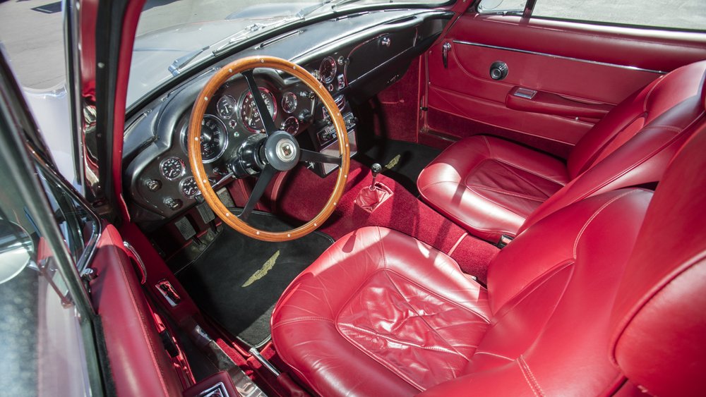 The interior of a 1966 Aston Martin DB6 Vantage Sport Saloon.