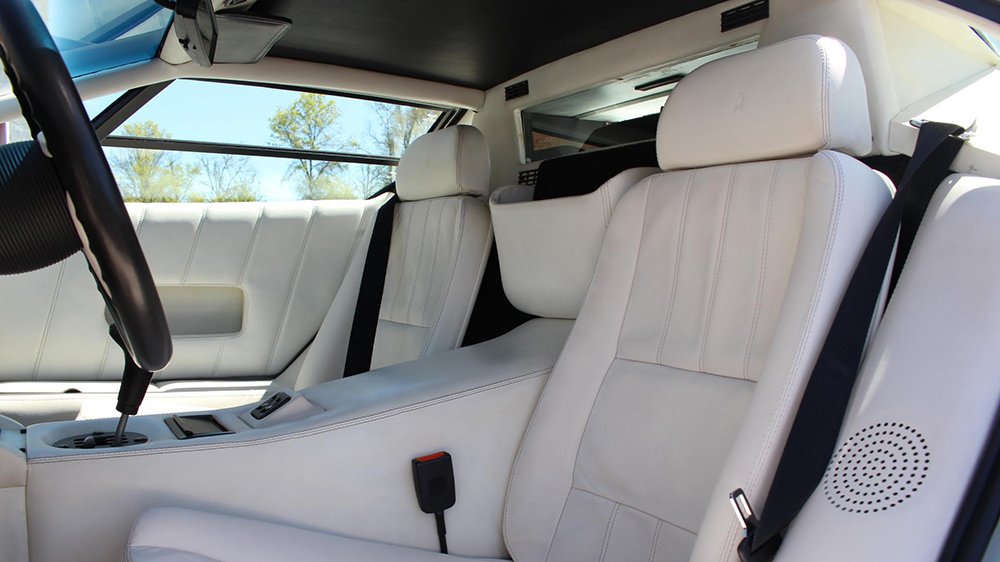 The seats of the 1989 Lamborghini Countach 25th Anniversary Edition