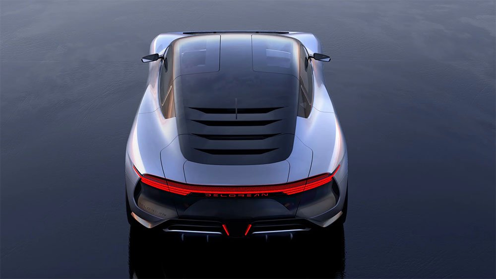 The DeLorean Alpha5 from behind