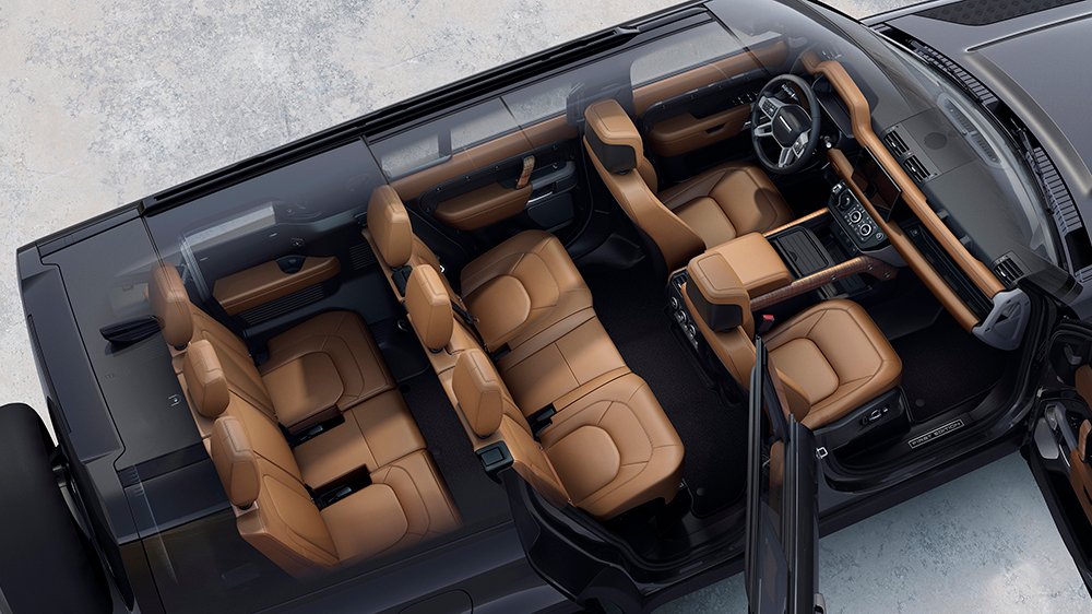 The 2023 Land Rover Defender 130's three row's of seats
