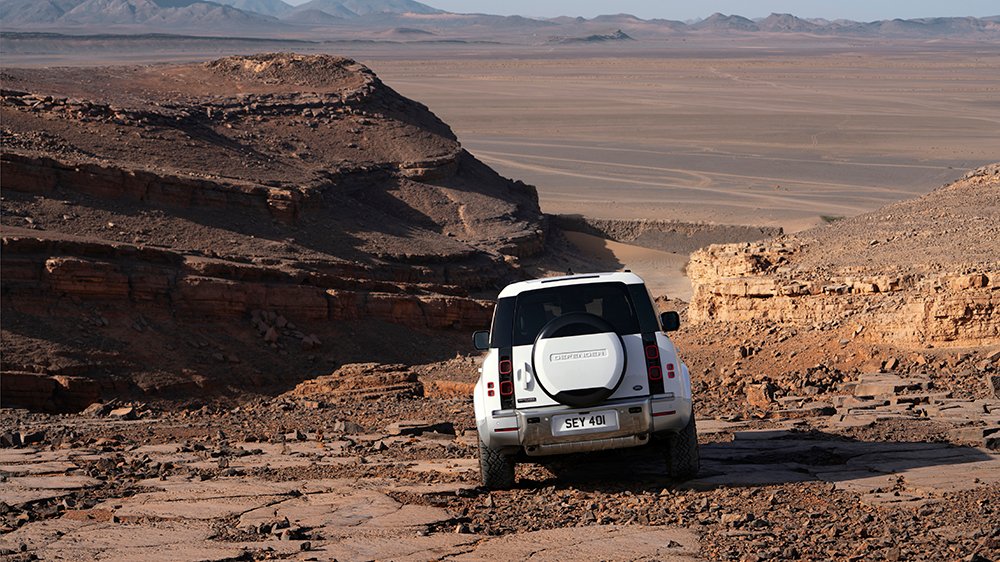 The 2023 Land Rover Defender 130 from behind