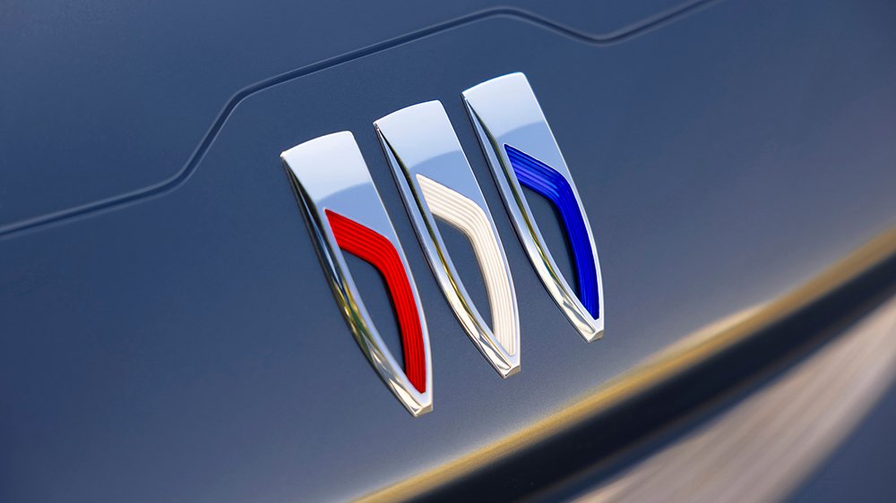 Buick’s new tri-shield logo. The new badge will be body-mounted onto the front fascia of Buick products starting in 2023.