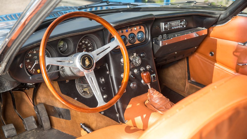 The interior of a 1967 Lamborghini 400 GT 2+2