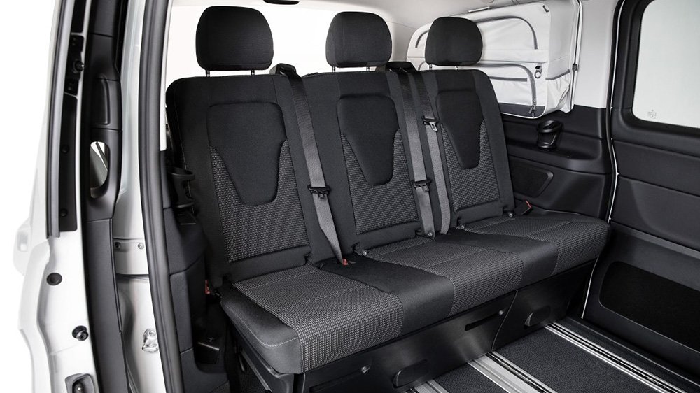 The Tonke Mercedes-Benz EQV Adventure's rear seat