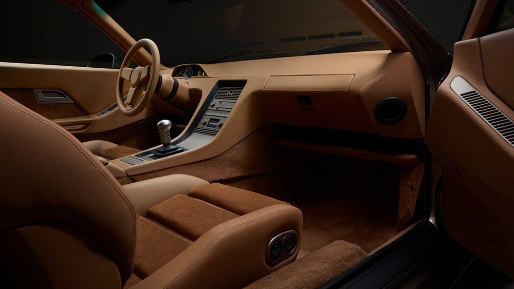 The interior of the Porsche 928 restomod