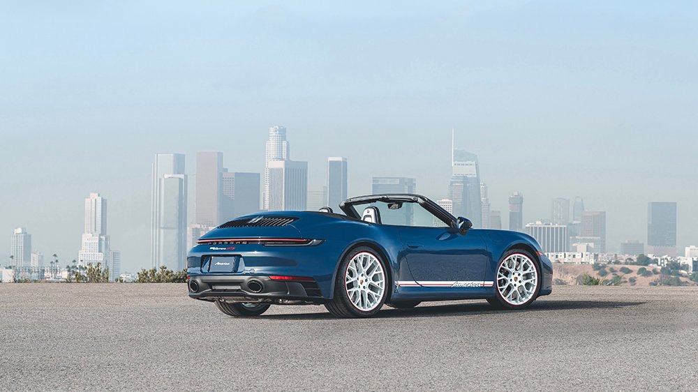 The 2023 Porsche 911 GT3 Cabriolet America from the rear
