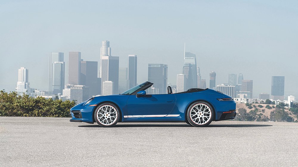 The 2023 Porsche 911 GT3 Cabriolet America from the side