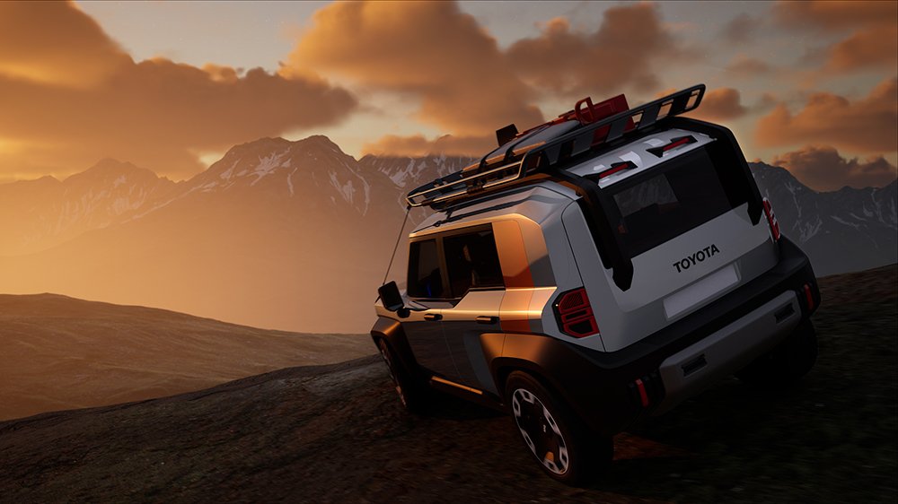 A render of the Toyota Compact Cruiser EV concept from the back