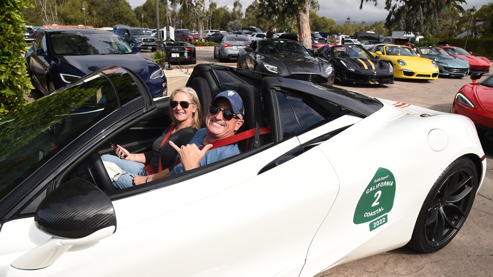 Participants in the 2022 Robb Report California Coastal road rally head off from the Ritz-Carlton Bacara, Santa Barbara.